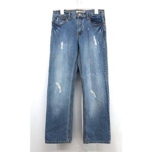 Paco Jeans Mens 32X32 Blue Light Wash Distressed Y2K NYC Streetwear Slim Staight